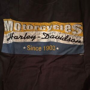 Harley-Davidson Black men’s large T-Shirt Yellow and Blue Since 1903